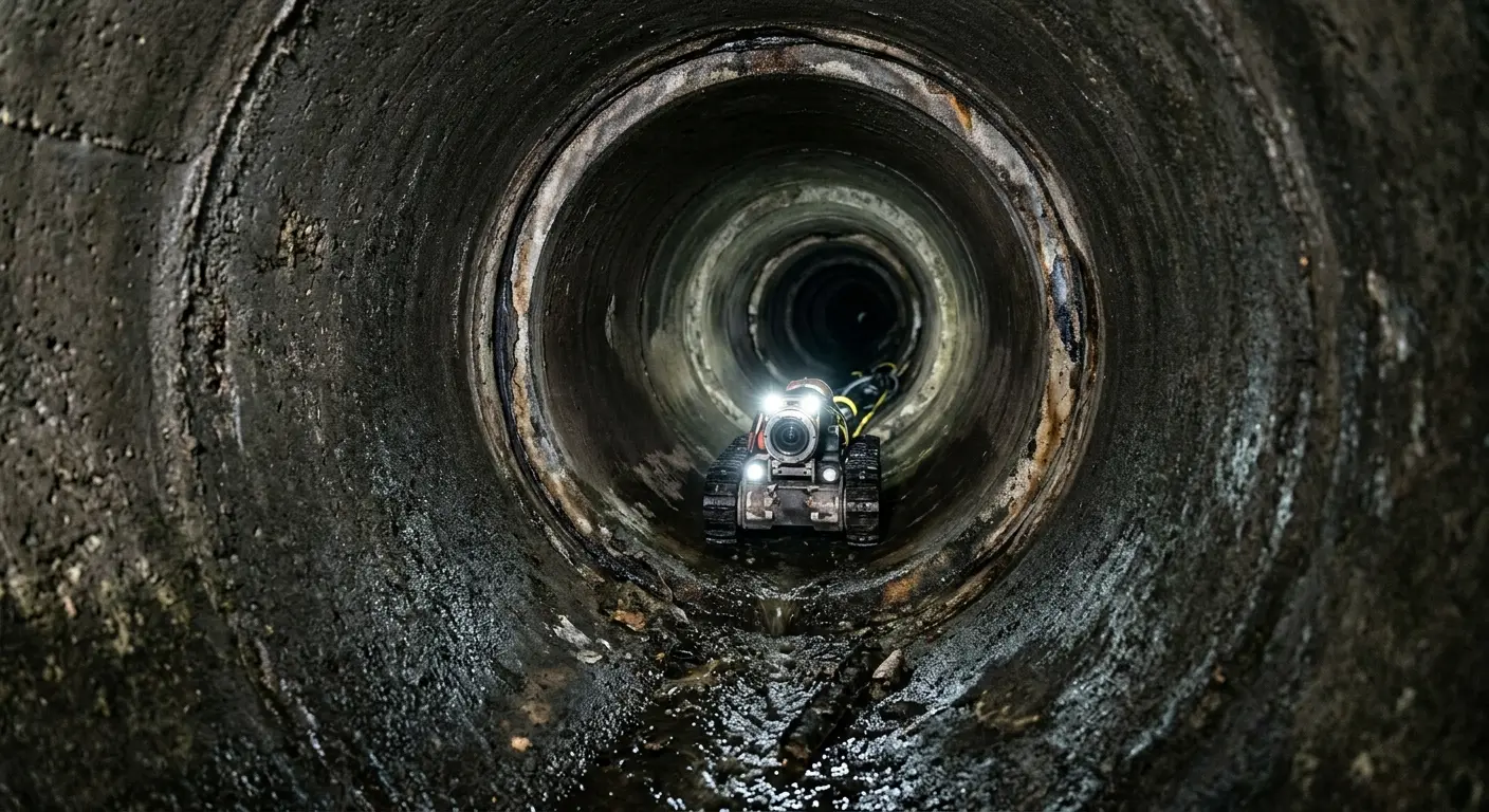 Robotic sewer camera inspecting pipe interior for Sewer Line Repair in Connellsville